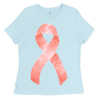 Baby Blue uterine or endometrial cancer ribbon Ladies Tee - FaDigitalArtStudio