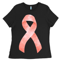 Black uterine or endometrial cancer ribbon Ladies Tee - FaDigitalArtStudio