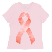 Bubblegum Pink uterine or endometrial cancer ribbon Ladies Tee - FaDigitalArtStudio