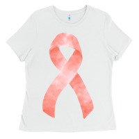 White uterine or endometrial cancer ribbon Ladies Tee - FaDigitalArtStudio