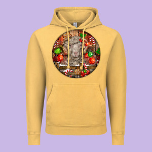 Christmas Merino Wool Sheep Vintage Hoodie Designed By Lillyallendesigns