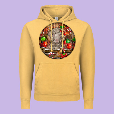 Christmas Merino Wool Sheep Vintage Hoodie Designed By Lillyallendesigns