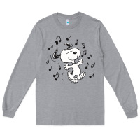 Heather Grey dancing dog Long Sleeve Tee - DesigneFamous