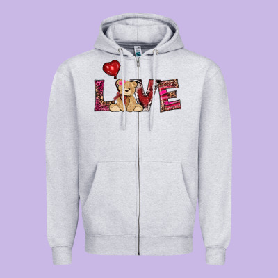 Valentines Day Tedybear Love Zipper Hoodie Designed By Ranaportraitstore