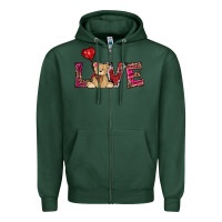 Sports Green valentines day tedybear love Zipper Hoodie - RanaPortraitStore