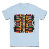 Dusty Blue cowhıde aztec serape wıth leopard and sunflowers brushstroke Classic Tee - Artiststas