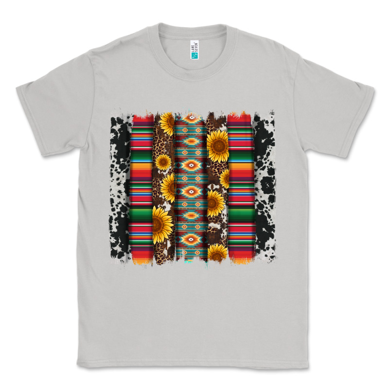 Cowhıde Aztec Serape Wıth Leopard And Sunflowers Brushstroke Classic Tee by Artiststas | Teevron