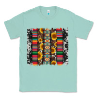 Seafoam cowhıde aztec serape wıth leopard and sunflowers brushstroke Classic Tee - Artiststas
