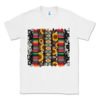 White cowhıde aztec serape wıth leopard and sunflowers brushstroke Classic Tee - Artiststas