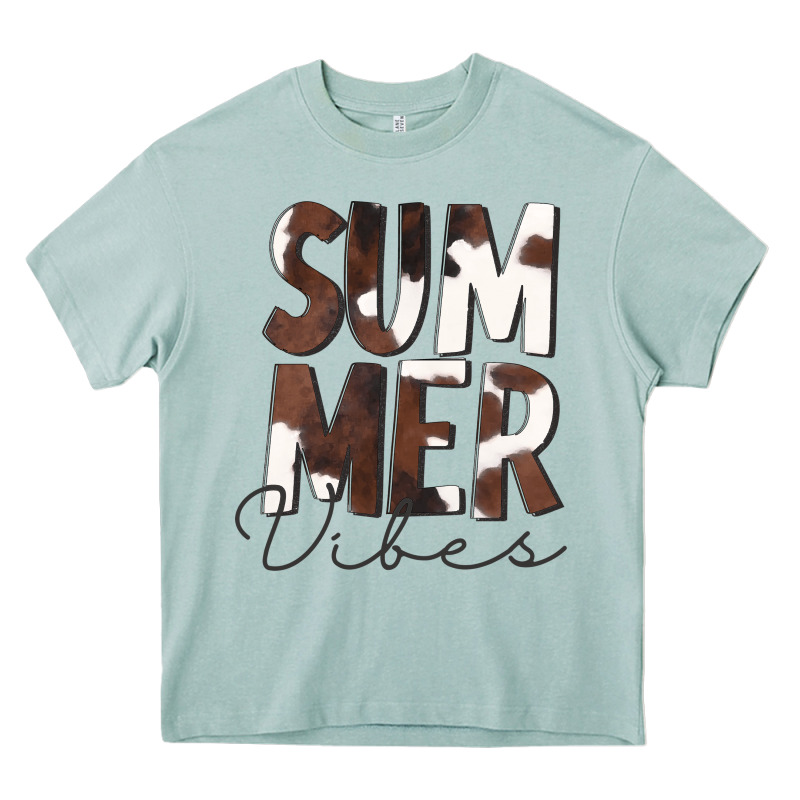 Summer Vibes Brown White Cowhide Heavy Core Tee by CowCowDesign | Teevron