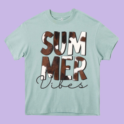 Summer Vibes Brown White Cowhide Heavy Core Tee Designed By Cowcowdesign