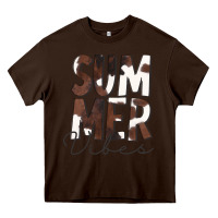 Chocolate Brown Summer Vibes Brown White Cowhide Heavy Core Tee - CowCowDesign