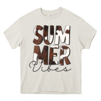Cream Summer Vibes Brown White Cowhide Heavy Core Tee - CowCowDesign