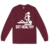 Burgundy eat healthy Long Sleeve Tee - DesigneFamous