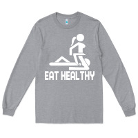 Heather Grey eat healthy Long Sleeve Tee - DesigneFamous