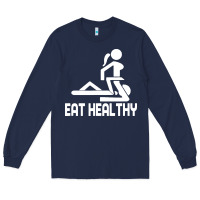 Navy eat healthy Long Sleeve Tee - DesigneFamous