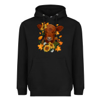 Black fall red angus calf dried leaves and sunflowers Heavyweight Hoodie - RanaPortraitStore