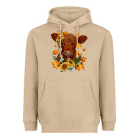 Mushroom fall red angus calf dried leaves and sunflowers Heavyweight Hoodie - RanaPortraitStore