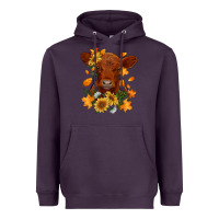 Plum fall red angus calf dried leaves and sunflowers Heavyweight Hoodie - RanaPortraitStore