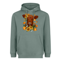 Sage fall red angus calf dried leaves and sunflowers Heavyweight Hoodie - RanaPortraitStore