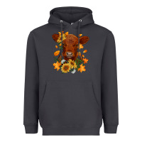 Smoke fall red angus calf dried leaves and sunflowers Heavyweight Hoodie - RanaPortraitStore