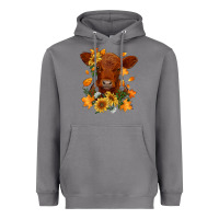 Storm fall red angus calf dried leaves and sunflowers Heavyweight Hoodie - RanaPortraitStore