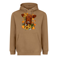 Toasted Coconut fall red angus calf dried leaves and sunflowers Heavyweight Hoodie - RanaPortraitStore