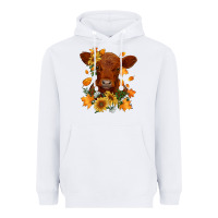 White fall red angus calf dried leaves and sunflowers Heavyweight Hoodie - RanaPortraitStore