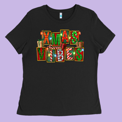 Christmas Xmas Vibes Ladies Tee Designed By Fadigitalartstudio