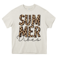 Cream summer vibes leopard Heavy Core Tee - CowCowDesign