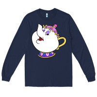Navy mrs potts Long Sleeve Tee - DesigneFamous