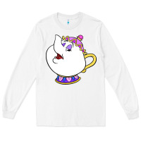 White mrs potts Long Sleeve Tee - DesigneFamous