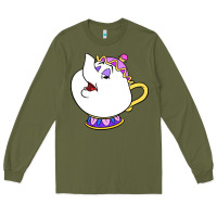 Army Green mrs potts Long Sleeve Tee - DesigneFamous