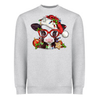 Heather Grey Christmas baby cow Heavyweight Sweatshirt - Jasminsmagicworld