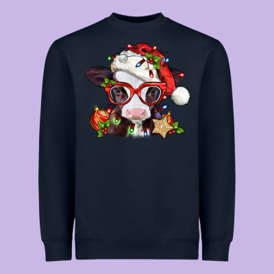 Christmas Baby Cow Heavyweight Sweatshirt Designed By Jasminsmagicworld