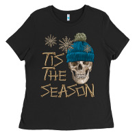 Black skull tis the season winter Ladies Tee - FaDigitalArtStudio