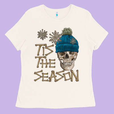 Skull Tis The Season Winter Ladies Tee Designed By Fadigitalartstudio