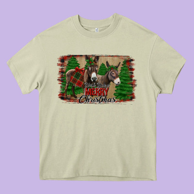 Donkey Christmas Heavy Core Tee Designed By Jasminsmagicworld