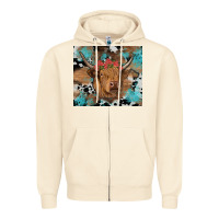 Sandshell western roses cow Zipper Hoodie - RanaPortraitStore