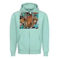 Seafoam western roses cow Zipper Hoodie - RanaPortraitStore