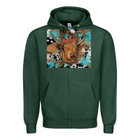 Sports Green western roses cow Zipper Hoodie - RanaPortraitStore