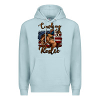 Blue Mist cowboy up rodeo bucking bronco Premium Hoodie - Jasminsmagicworld