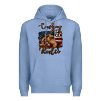 Colony Blue cowboy up rodeo bucking bronco Premium Hoodie - Jasminsmagicworld