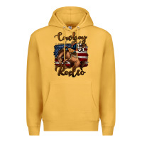 Mustard cowboy up rodeo bucking bronco Premium Hoodie - Jasminsmagicworld