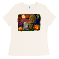 Bone headstone and coffin background Ladies Tee - BundleAndBundleShop