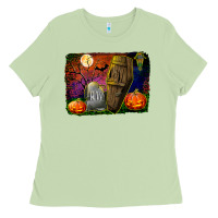 Matcha headstone and coffin background Ladies Tee - BundleAndBundleShop