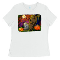 White headstone and coffin background Ladies Tee - BundleAndBundleShop