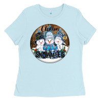 Baby Blue Chillin With My Snowmies Ladies Tee - FaDigitalArtStudio