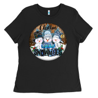 Black Chillin With My Snowmies Ladies Tee - FaDigitalArtStudio