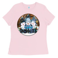 Bubblegum Pink Chillin With My Snowmies Ladies Tee - FaDigitalArtStudio